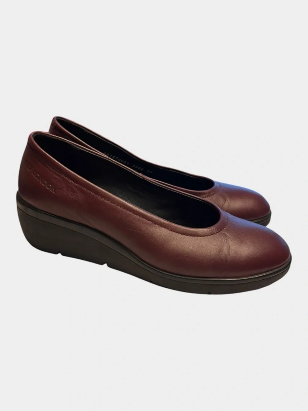 FLY LONDON Burgundy Leather Platform Wedge Flats Size 39 / US 8–8.5